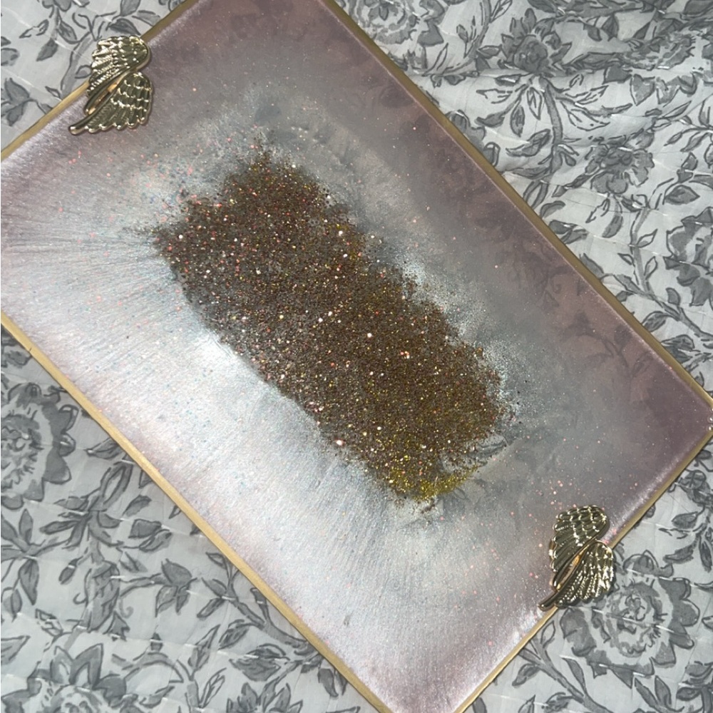 Elegant Glittery Tray with Angel Wing Handles